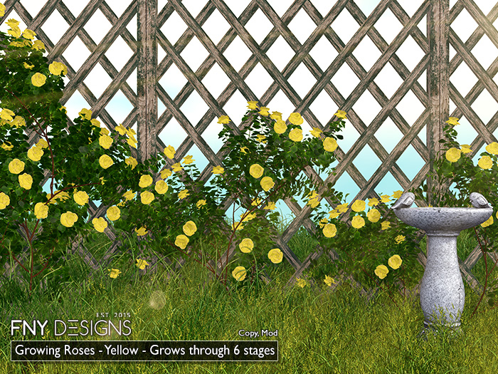 Second Life Marketplace FNY Designs Growing Climbing Roses YELLOW